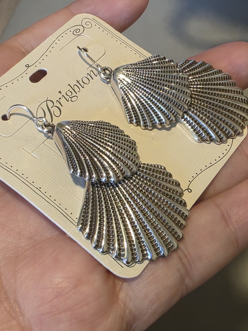 Brighton Silver SEA Shell OCEAN NAUTICAL Drop Earrings Seashell